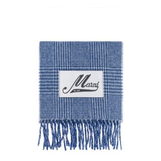 Marni Winter Scarves, female, Blue, Size: ONE SIZE Scarf with a check pattern