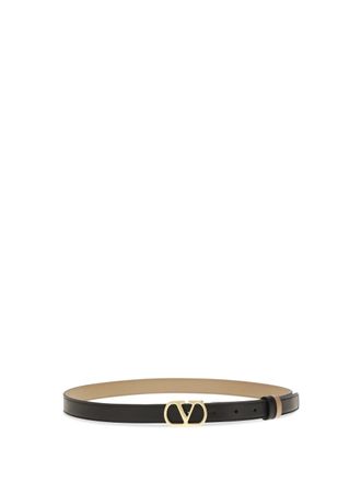 Valentino Garavani Womens Reversible Vlogo Signature Belt Nero-Smokey Brown Calf Leather Bos Taurus E Braces Nero/smokey