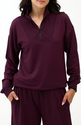 Threads 4 Thought Nyla Fleece Half Zip Pullover in Ultra Maroon/black at Nordstrom, Size X-Small
