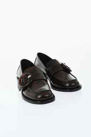 Prada Brushed leather loafers with front buckle Prada