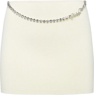 Philipp Plein Rokken, Dames, Wit, XL, Polyester, Viscose Stretch Mini Rok