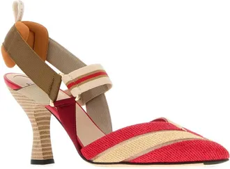 Fendi Womens Colibri Pump Multicolor Raffia
