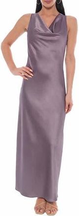 Marina Rossini Cowl Neck Satin Maxi Dress in Mink at Nordstrom Rack, Size X-Large