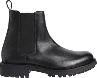 Calvin Klein Zwarte Chelsea Enkellaarsjes - Heren - Chelseaboots - Zwart - 43 EU - Leer - Schoenen
