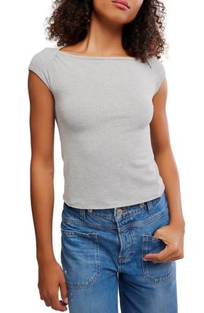 Free People Seamless Boat Neck T-Shirt in Heather Grey at Nordstrom, Size X-Small