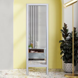 Dmora Espejo Crea, Forma Rectangular, Tipo De Piso, Estructura Transparente, 45x145h Cm Blanco