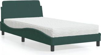 vidaXL Letto con Materasso Verde Scuro 100x200 cm in Velluto - Vidaxl