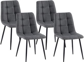 Clp Clp - Lote De 4 Sillas De Comedor Antibes Tela Gris Oscuro