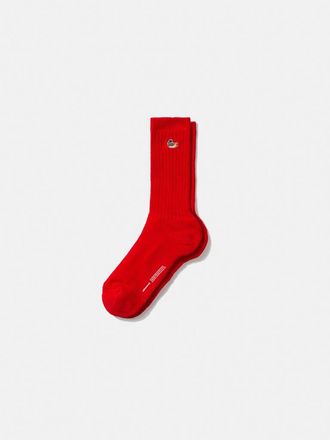 Edmmond Studios Duck Logo Ribbed Crew Socks in Plain Red at Nordstrom
