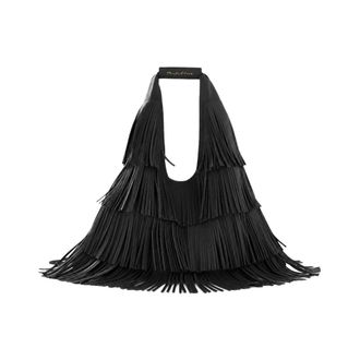 Manila Grace Fringed Handbag - female - Manila Grace - Handbags - Black - ONE SIZE - Bags
