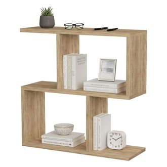 Dmora Mesa De Caf&eacute; Polyh, Mesa De Centro Baja, Revistero Para Sof&aacute;, Estante De La Sala De Estar, 60x20h60 Cm, Roble, Con Embalaje Reforzado - Dmora