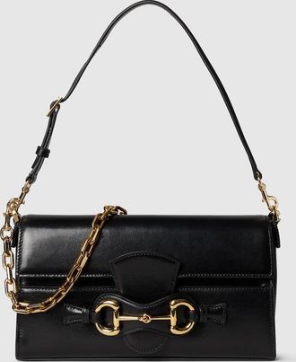 Gucci Horsebit Ristretto Medium Shoulder Bag, Black, Leather
