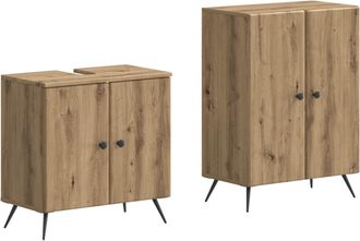 vidaXL Juego De Gabinete De Ba&ntilde;o De 2 Piezas Breda Roble Artisan Vidaxl