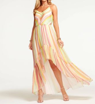 Ramy Brook Printed Trudy High-Low Maxi Dress In Watercolor Stripe