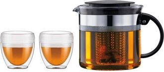 Bodum Set Bistro Tetera Negra 1l Con 2 Vasos