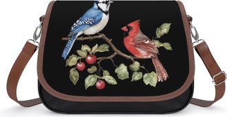 Generic Blue Jay Bird Cardinal Bird Womens Crossbody Bag Fashion Shoulder Handbags Message Tote Bag with Adjustable Strap