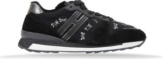 Hogan Sneakers met vlinderdetails van su&egrave;de - Dames - Sneakers - Zwart - 36 EU - Su&egrave;de - Schoenen