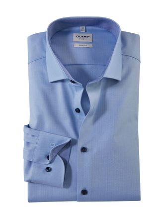 Olymp Businesshemd OLYMP Level Five body fit, Herren, Gr. 37, N-Gr, blau (bleu), Web, Obermaterial: 97% Baumwolle, 3% Elastolefin, 2-Knopf-Manschette, Hemde