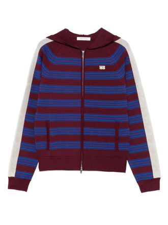 Wales Bonner Music striped hoodie - men - Polyester/Viscose - M - Red