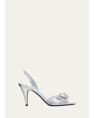 Valentino Garavani Coeur Royal 85mm Laminated Nappa Leather Slingback Sandals