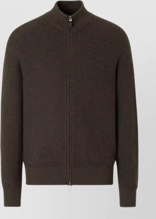 Ermenegildo Zegna cashmere silk micro jacquard zip cardigan