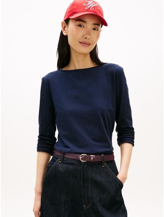 Tommy Hilfiger Womens Lightweight Boatneck T-Shirt - Navy - XXL