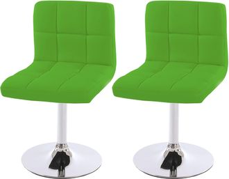 Hhg Hhg - Nunca Usado] Lote De 2 Sillas De Comedor Silla Giratoria Silla Kavala Imitaci&oacute;n Cuero Cromo, Verde