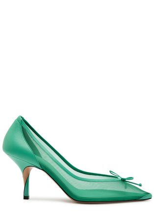 Jacquemus Les Escarpins Tourni Mesh and Leather Pumps - Mint