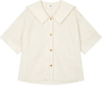 TOMBOY Button-up blouse met kraag - Beige