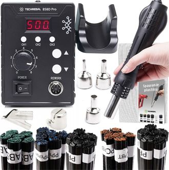 OEM M&aacute;quina De Soldar Techrebal 858d Con Un Conjunto De Elementos Para Soldar Pl&aacute;stico (5 Metales De Aporte, Malla, Zapata, Hierro, Superboquilla)