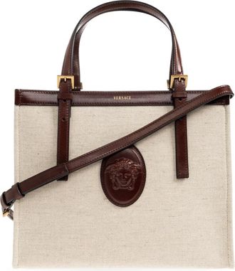 Versace Handbags, female, Beige, Size: ONE SIZE Rivi&egrave;re Canvas Tote