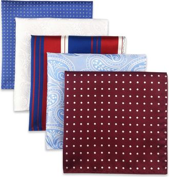Shlax & Wing Shlax&Wing 5 Pieces Assorted Mens Pocket Square Handkerchiefs Set 68