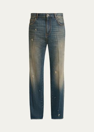 Amiri Mens MA Fit Star Studded-Trim Jeans