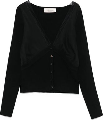 Blumarine Cardigan con rifinitura in pizzo - Nero