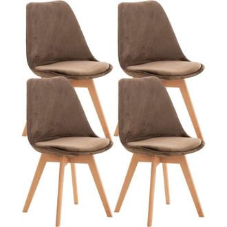 Clp Clp - Set De 4 Sillas De Comedor Linares Marr&oacute;n Oscuro Terciopelo