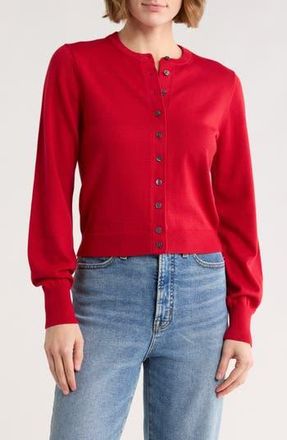Madewell Cotton Crewneck Cardigan in Cherry Red at Nordstrom Rack, Size Xx-Large