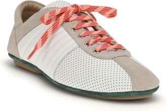 Valentino Garavani Mens Sneakers Perforated Calf Leather White-White-Rock Beige-Green Briar-Emerald Trainers White/white/rock Beige/green Briar/emerald