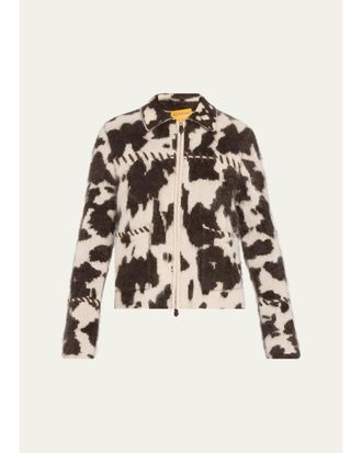 Guest In Residence Grizzly Cowhide-Print Cashmere Jacket