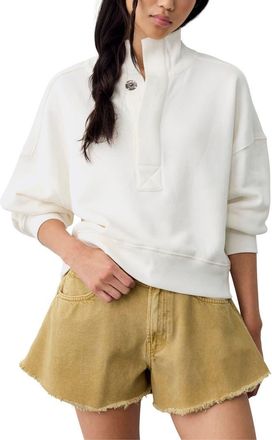 Free People Timeless Snap Placket Pullover in Clean Ivory at Nordstrom, Size X-Large
