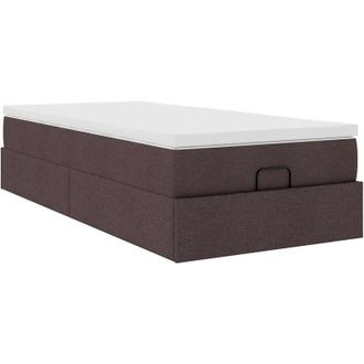 vidaXL Estructura Cama Otomana Colch&oacute;n Tela Marr&oacute;n Oscuro 90x190 Cm Vidaxl
