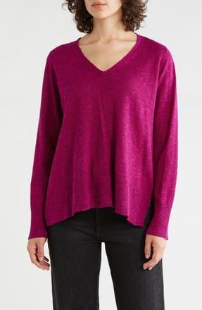 Eileen Fisher Organic Linen & Organic Cotton V-Neck Sweater in Sangria at Nordstrom Rack, Size Xx-Small