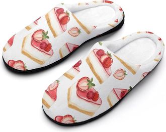 Generic Strawberry Basque Cheesecake Slippers Men Winter Warm Cotton Anti-Slip Indoor Slip-Ons House Shoes