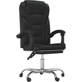 vidaXL Silla De Oficina Reclinable Cuero Sint&eacute;tico Negro Vidaxl