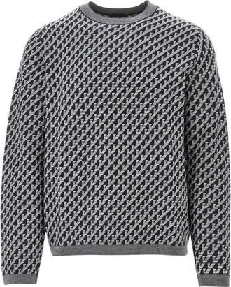 Emporio Armani Maglione in Lana Vergine Jacquard - - Knitwear - Uomo - Nero - L