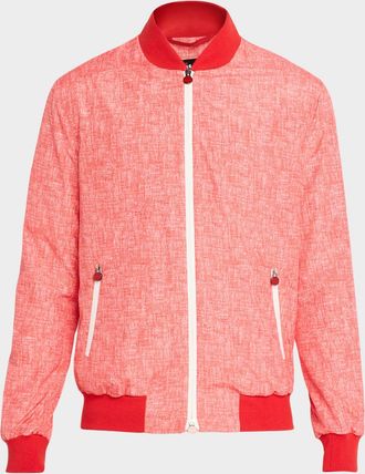 Kiton Men & apos;s Scratch Print Ribbed-Trim Blouson