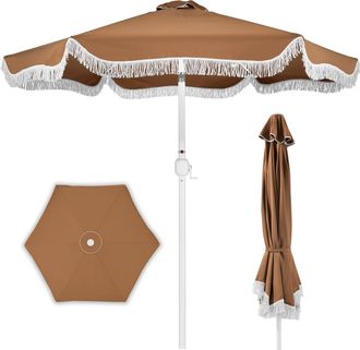 Best Choice Products Best Choice 9ft Fringe Market Umbrella - Boho Patio Sunshade w/ Tilt, UPF50+, Steel Pole for Table, Pool, Deck