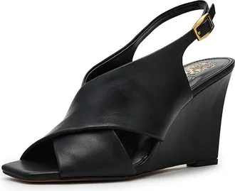 Vince Camuto Ameira Criss-Cross Wedge Womens Wedge Shoes Black : 6.5 M, Leather