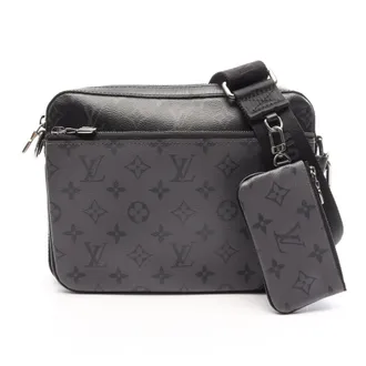 Louis Vuitton Black Gray Coated Canvas Leather Handbag Shoulder Bag (Pre-Owned)