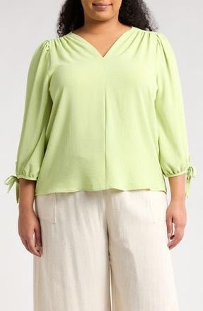 Renee C V-Neck Long Sleeve Top in Dark Citron at Nordstrom Rack, Size 2X