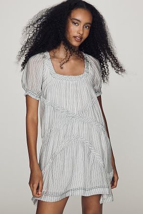 Pilcro Textured Puff-Sleeve Mini Dress